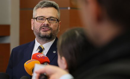 Rzecznik stołecznej Prokuratury Okręgowej Piotr Skiba podczas briefingu prasowego w siedzibie Prokur