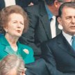 Margaret Thatcher i szef MKOl Jacques Rogge na trybunach Wimbledonu