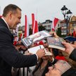 Karol Nawrocki podczas spotkania z mieszkańcami Sochaczewa