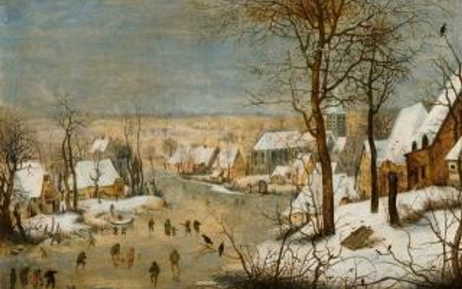 Pieter Breughel Mł., Pejzaż zimowy z łyżwiarzami i pułapką na ptaki, zapewne koniec XVI w; Wystawa s
