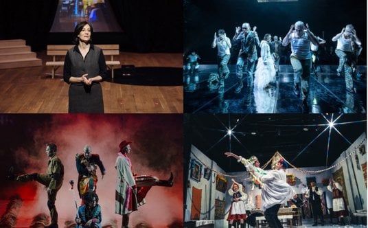 Od lewej od góry: „Kofman. Podwójne wiązanie”, „Antygona”, „Termopile polskie”, „Protest kielecki. D