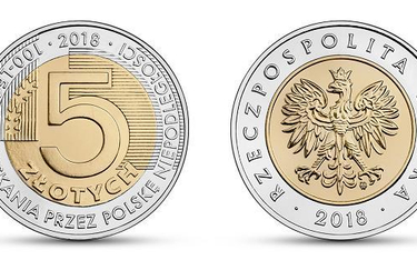 Nowa moneta 5-złotowa na 100-lecie odzyskania niepodległości