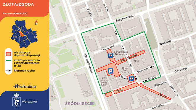 Po intensywnych pracach na Marszałkowskiej i Złotej, wykonawcy wchodzą na ulicę Sienkiewicza.