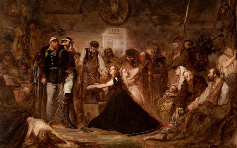 Niedokończony przez Jana Matejkę obraz z 1864 r. zatytułowany „Zakuwana Polska” („Polonia – rok 1863