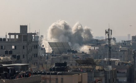 Miasto Rafah w południowej Strefie Gazy po izraelskim bombardowaniu , 7 listopada 2023 r.