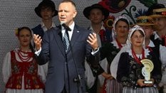 Karol Nawrocki przemawia podczas Dożynek Prezydenckich