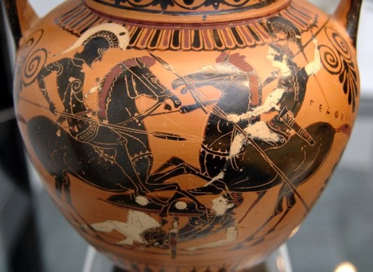 Achilles i Pentezylea na amforze czarnofigurowej (strona A) z Vulci (Włochy), ok. 520 r. p.n.e.