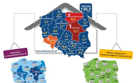 Największy udział w długu czynszowym ma województwo mazowieckie, po nim warmińsko-mazurskie oraz dol