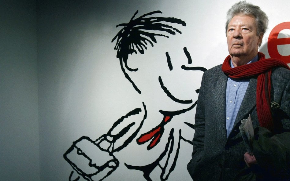 Francuski rysownik Jean-Jacques Sempé, twórca komiksowej postaci „Mikołajka”, podczas wizyty na wyst