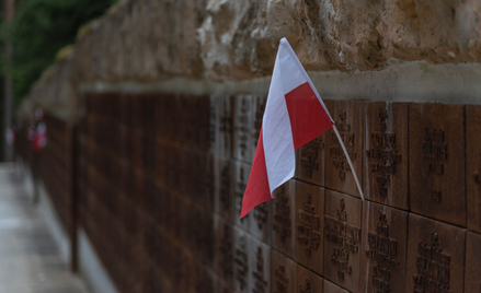 Flaga Polski na Polskim Cmentarzu Wojennym w Katyniu