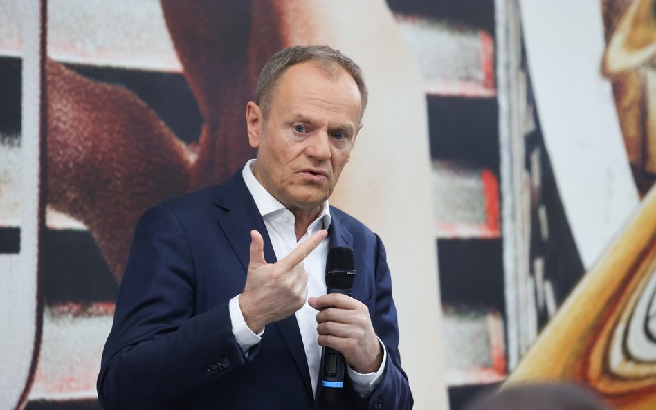 Przewodniczący Platformy Obywatelskiej Donald Tusk na spotkaniu w Łodzi