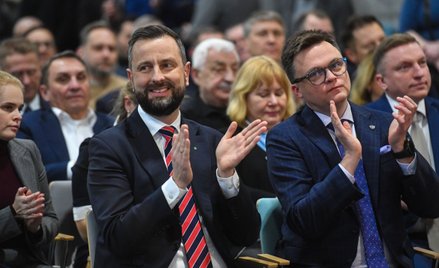 Władysław Kosiniak-Kamysz, Szymon Hołownia  podczas konferencji "Trzecia Droga dla dużych i małych o