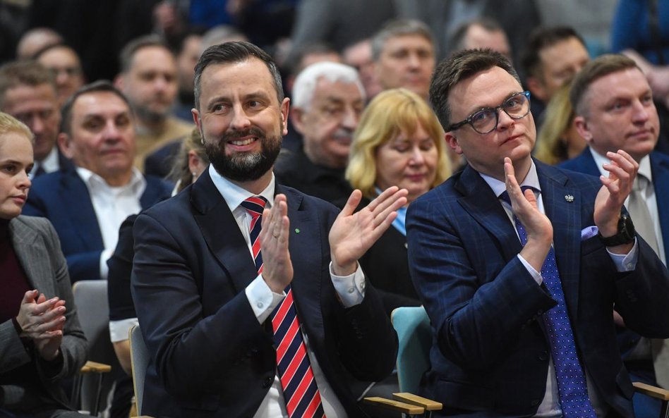 Władysław Kosiniak-Kamysz, Szymon Hołownia  podczas konferencji "Trzecia Droga dla dużych i małych o