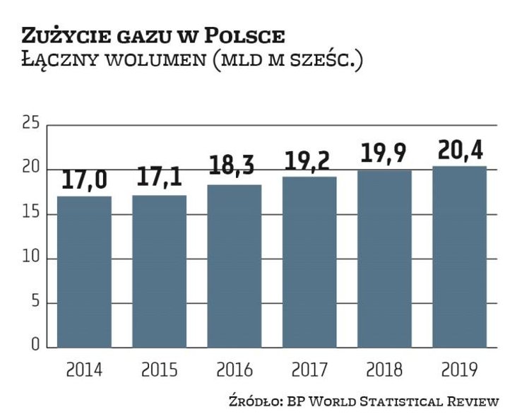 Krajowy rynek gazu ziemnego powoli, ale systematycznie rośnie. O ile w 2014 r. zużycie tego surowca 