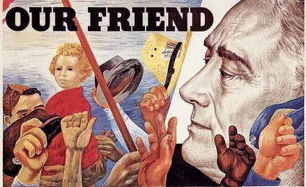„Nasz przyjaciel”. Plakat na rzecz wyboru F. D. Roosevelta na czwartą kadencję prezydencką w 1944 r.