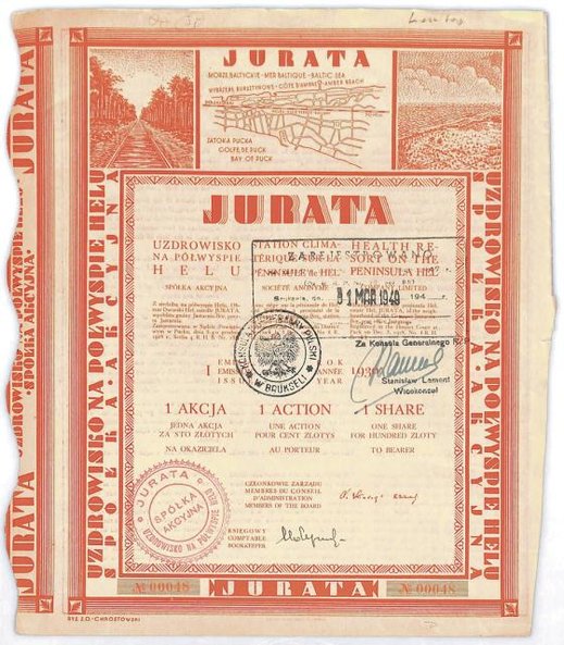 Akcję Uzdrowiska Jurata na Helu wyceniono na 100 zł.