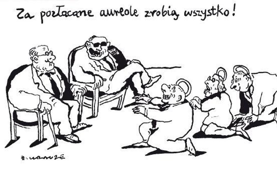 Komentarz rysunkowy. Za pozłacane aureole zrobią wszystko!