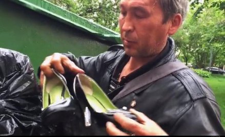 Codzienne szczęście: Żenia Jakut znalazł w smietniku parę damskich pantofli