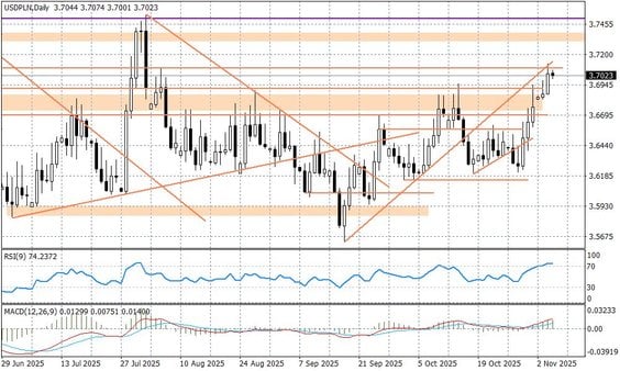 Wykres dzienny USDPLN