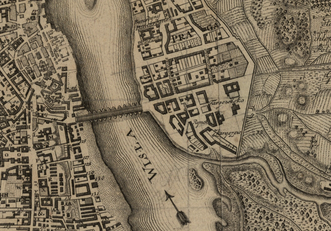 Fragment „Planu miasta Warszawy z przedmieściami” wydanego w 1779 roku przez M.Grolla. Widoczny Skar