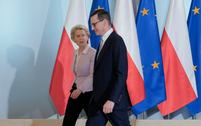 Przewodnicząca Komisji Europejskiej Ursula von der Leyen i premier Mateusz Morawiecki