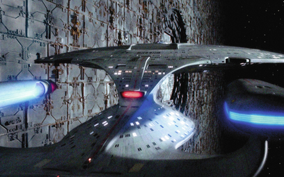 Statek kosmiczny „Enterprise”. Kadr z serialu „Star Trek: The Next Generation”, odcinek „Relics” (pr