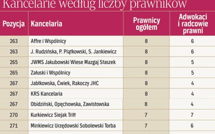 Kancelarie według liczby prawników