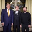 Prezydent-elekt USA Donald Trump, prezydent Francji Emmanuel Macron i prezydent Ukrainy Wołodymyr Ze