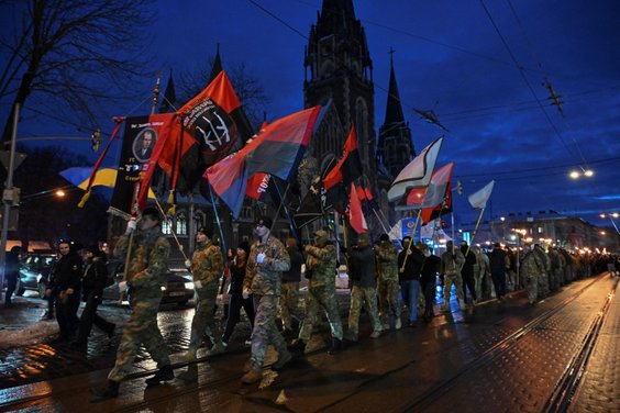 Marsz na cześć Stepana Bandery we Lwowie, 1 stycznia 2026 r.