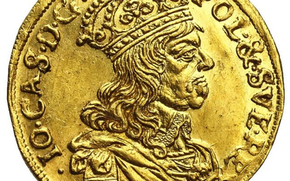 Złoty dukat Jana Kazimierza z 1660 r. (powiększenie) na październikowej aukcji będzie miał cenę wywo