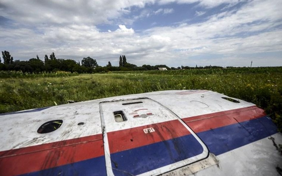 Miejscowość Grabowe na Ukrainie. Fragment samolotu malezyjskich linii lotniczych, który rozbił się w