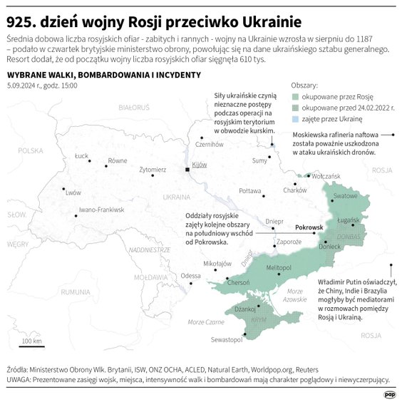 Tak wyglądała sytuacja na Ukrainie w 925 dniu wojny