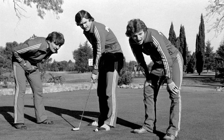 Zbigniew Boniek (z prawej), Adam Nawałka (z lewej) i Włodzimierz Lubański (w środku). 1978 rok, mist