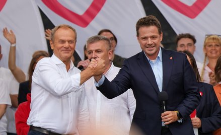 Premier Donald Tusk i prezydent Warszawy Rafał Trzaskowski