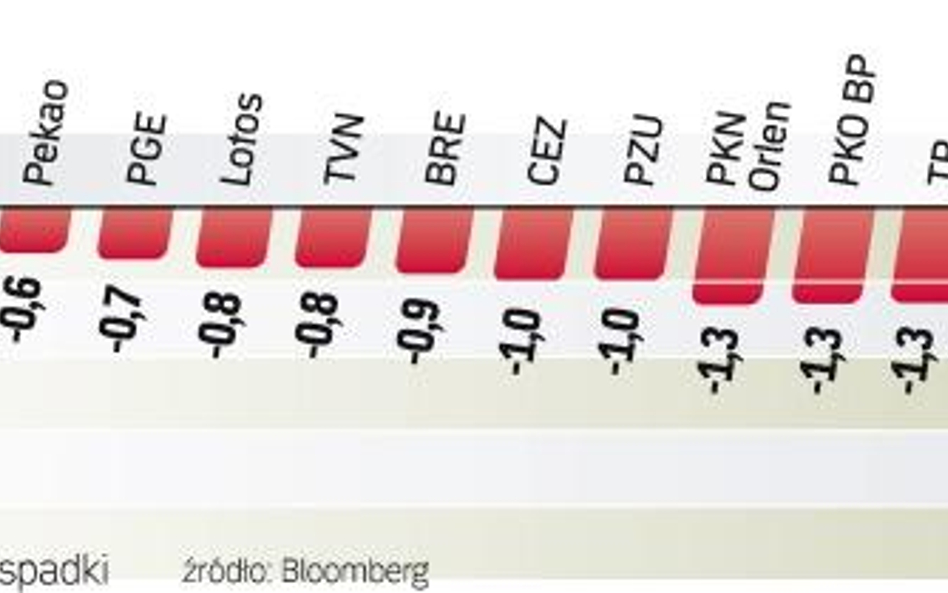 Indeks największych spółek ostatecznie na prawie 1-proc. minusie. Już dawno wieści z Chin nie ciągnę