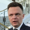 Lider Polski 2050 Szymon Hołownia podczas wypowiedzi dla mediów w Sejmie