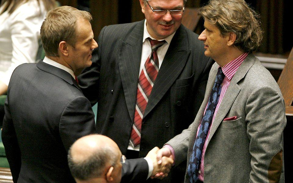 Donald Tusk i Janusz Palikot w Sejmie (2008 r.)