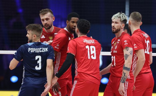 Zawodnicy reprezentacji Polski podczas półfinału siatkarskiej Ligi Narodów