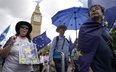 Uczestnicy marszu „National Rejoin March” w Londynie, zorganizowanego w dziesiątą rocznicę referendu
