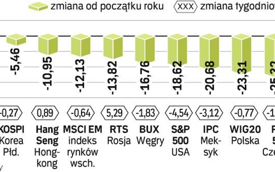 Polski WIG20 jest w czołówce najmocniej spadających w tym roku indeksów. Ostatni tydzień miał jednak