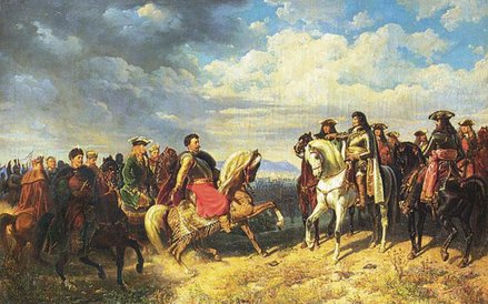 ?Artur Grottger, „Spotkanie Jana III Sobieskiego z cesarzem Leopoldem I pod Schwechat” (1859 r.)