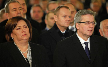 Prezydent Bronisław Komorowski z żoną Anną na pogrzebie Zbigniewa Romaszewskiego