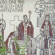 Mieszko bierze chrzest. Sgraffito na ścianie rezydencji biskupów pomocniczych położonej w pobliżu po