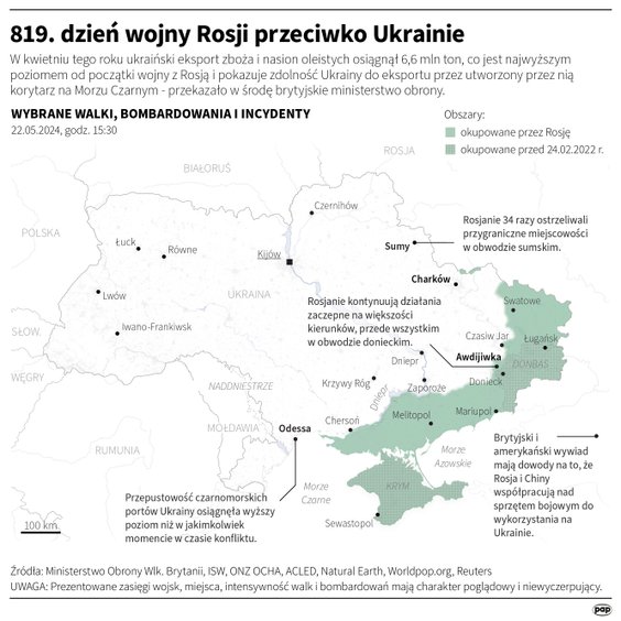 Tak wyglądała sytuacja na froncie w 819 dniu wojny