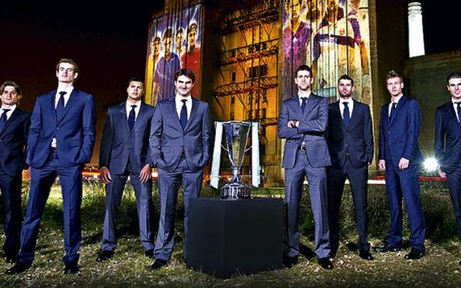 Uczestnicy Masters. Od lewej: David Ferrer, Andy Murray, Jo-Wilfried Tsonga, Roger Federer, Novak Dj