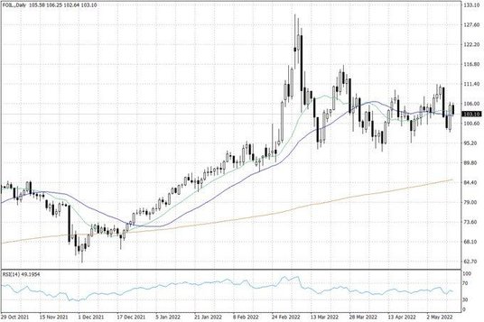 Notowania ropy naftowej WTI – dane dzienne