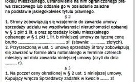 wzór umowy przedwstępnej sprzedaży lokalu