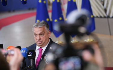 Premier Węgier Viktor Orbán podczas wypowiedzi dla mediów przed rozpoczęciem szczytu Rady Europejski