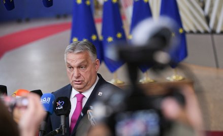 Premier Węgier Viktor Orbán podczas wypowiedzi dla mediów przed rozpoczęciem szczytu Rady Europejski