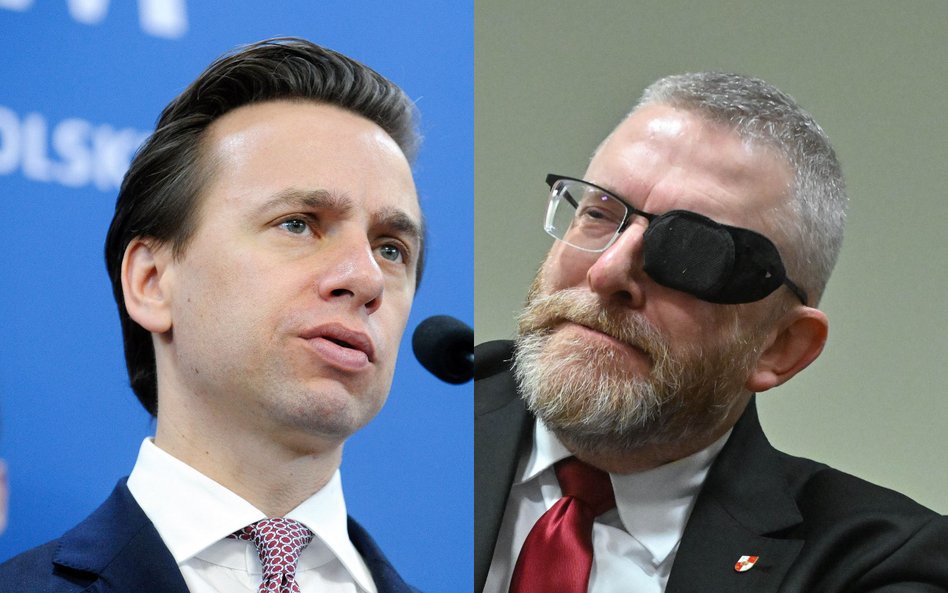 Lider Konfederacji Krzysztof Bosak i prezes Konfederacji Korony Polskiej Grzegorz Braun